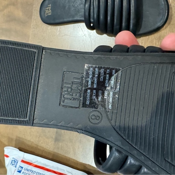 Black Multi Tubular Band Slide Sandals 8 - Picture 6 of 7